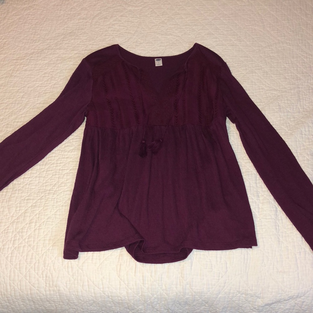 Long-sleeve dark magenta blouse - Old Navy